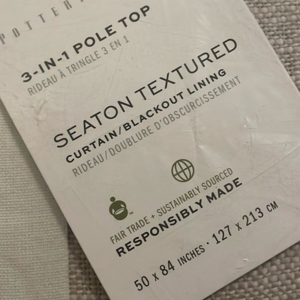 Pottery Barn Seaton Blackout Curtains - 2 Panels 50” by 84” each in Neutral - Picture 4 of 5